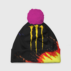 Шапка c помпоном Monster energy огненные краски