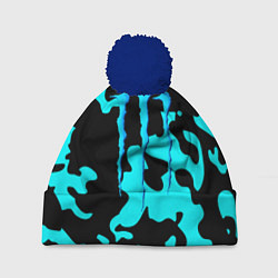 Шапка c помпоном Monster energy камуфляж голубой