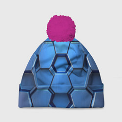 Шапка с помпоном Синий бронежилет, цвет: 3D-малиновый