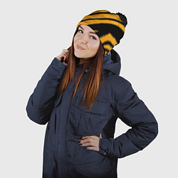 Шапка с помпоном Тигровый раскрас, цвет: 3D-черный — фото 2