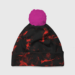 Шапка с помпоном Color red black, цвет: 3D-малиновый