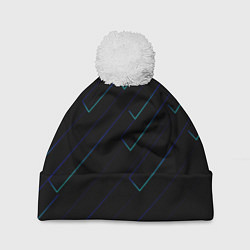 Шапка c помпоном Color blue black