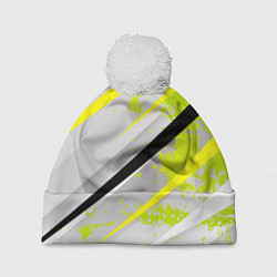 Шапка c помпоном Color white light green