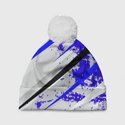 Шапка c помпоном Color white blue