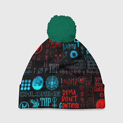 Шапка с помпоном Twenty one pilots rock pattern, цвет: 3D-зеленый