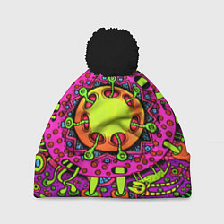 Шапка c помпоном Кислотные грибы оптические