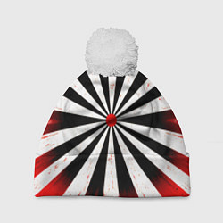 Шапка c помпоном Мишень красно-белая