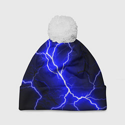 Шапка с помпоном Color blue black, цвет: 3D-белый