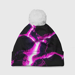 Шапка с помпоном Color pink black, цвет: 3D-белый