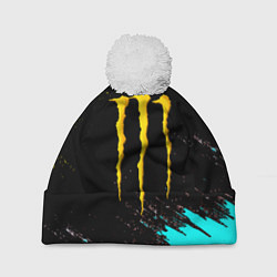 Шапка с помпоном Monster energy краски текстура, цвет: 3D-белый