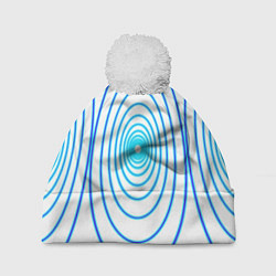Шапка с помпоном Овалы с свечением, цвет: 3D-белый