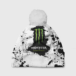 Шапка с помпоном Monster energy брызги красок, цвет: 3D-белый