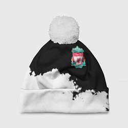 Шапка с помпоном Liverpool черно белый, цвет: 3D-белый