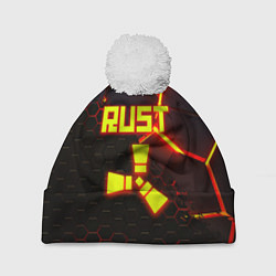 Шапка с помпоном Rust hexagon краски, цвет: 3D-белый