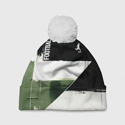 Шапка c помпоном Футбол на фоне брызг красок