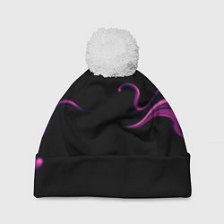 Шапка c помпоном Color pink abstraction