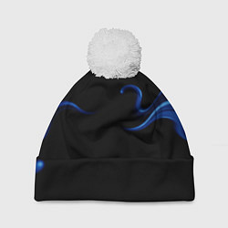 Шапка c помпоном Color blue abstraction