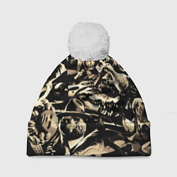 Шапка с помпоном Итальянские мемы с животными, цвет: 3D-белый