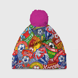Шапка c помпоном Футбольные лиги паттерн