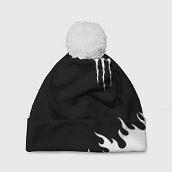 Шапка c помпоном Monster energy белый огонь