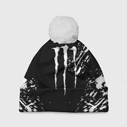 Шапка c помпоном Monster energy white splash