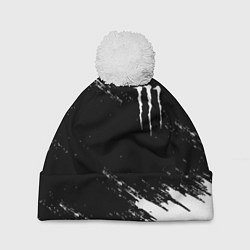 Шапка c помпоном Monster energy краски штрихи белые