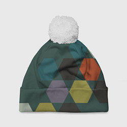 Шапка c помпоном Кластер зеленая ночь