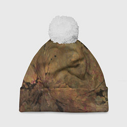 Шапка c помпоном Абстракция - yellowish-dark pink stone