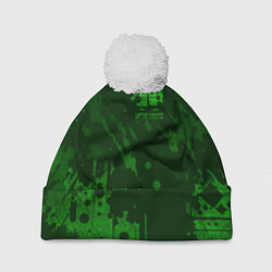 Шапка c помпоном Абстракция - dark green spot