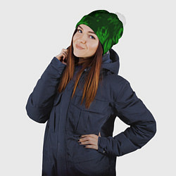 Шапка с помпоном Абстракция - dark green spot, цвет: 3D-белый — фото 2