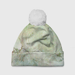 Шапка с помпоном Абстракция - sad green, цвет: 3D-белый