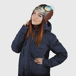 Шапка с помпоном A Cat with multicolored glasses, цвет: 3D-белый — фото 2