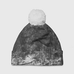 Шапка с помпоном Абстракция - grey and white wall with cracks, цвет: 3D-белый