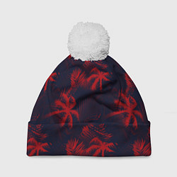 Шапка c помпоном Palm black red