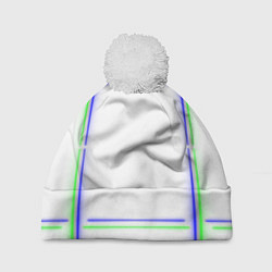 Шапка c помпоном Neon white green light blue