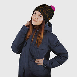 Шапка с помпоном Разряды электричества текстура, цвет: 3D-малиновый — фото 2