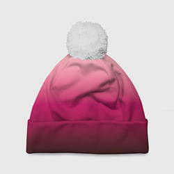 Шапка с помпоном Градиент transcendent pink омбре, цвет: 3D-белый