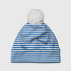 Шапка с помпоном Тельняшка десантника с полосами, цвет: 3D-белый