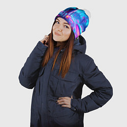 Шапка с помпоном Бендер на сказочной неоновой грибной планете - ней, цвет: 3D-белый — фото 2