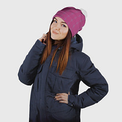 Шапка с помпоном Color pink stripes, цвет: 3D-белый — фото 2