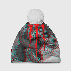 Шапка с помпоном Monster energy glitch, цвет: 3D-белый