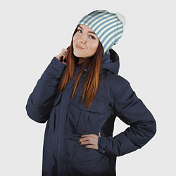 Шапка с помпоном Две полосы, цвет: 3D-белый — фото 2