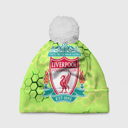 Шапка с помпоном Ливерпуль кислотные соты, цвет: 3D-белый