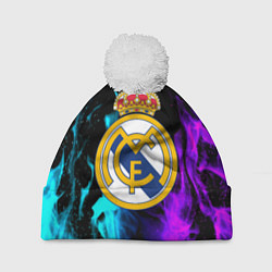 Шапка с помпоном Real Madrid неоновый огонь, цвет: 3D-белый