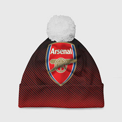 Шапка с помпоном Arsenal текстура полосы красные, цвет: 3D-белый
