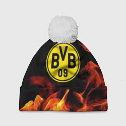 Шапка с помпоном Borussia огонь текстура, цвет: 3D-белый