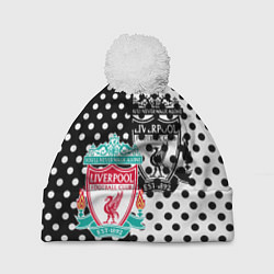 Шапка c помпоном Liverpool черно белые точки