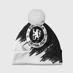 Шапка c помпоном Чели белые краски текстура
