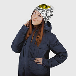 Шапка с помпоном Borussia глаза текстура, цвет: 3D-белый — фото 2