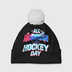 Шапка c помпоном Hockey day